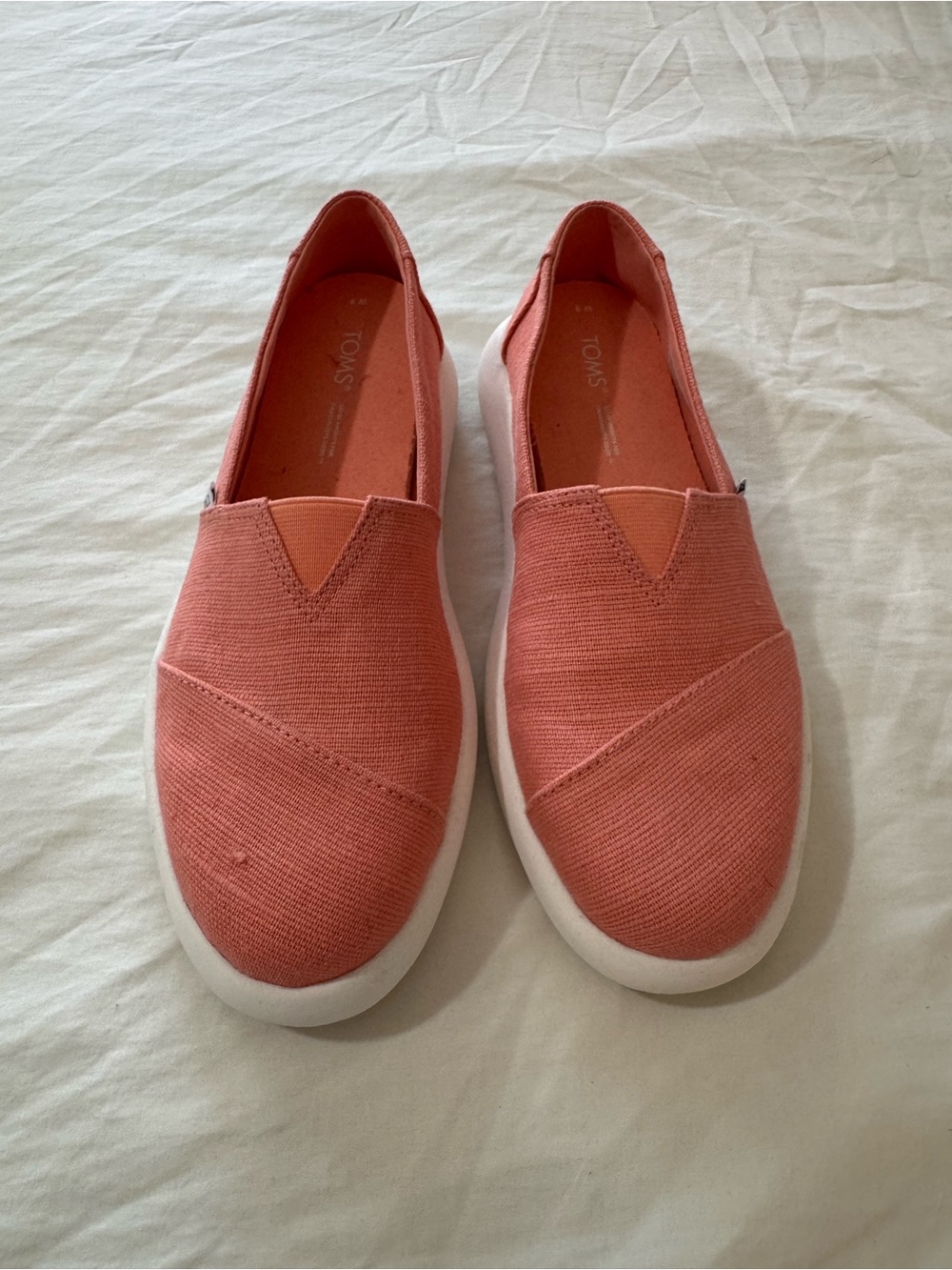 TOMS Slip-On Moccasins in Coral Pink